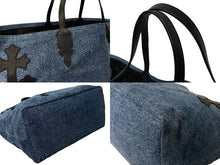 Load image into Gallery viewer, 新品未使用 CHROME HEARTS クロムハーツ セメタリークロスデニムトートバッグ 501リメイク ブルー ブラック シルバー金具 64018