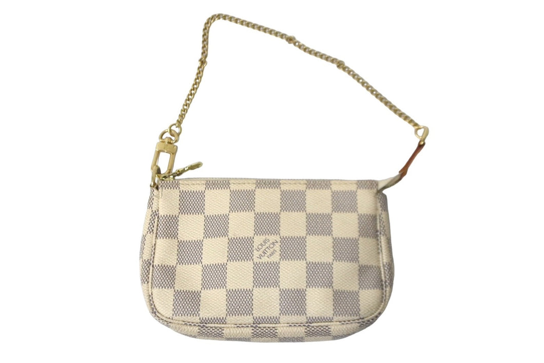 LOUIS VUITTON ルイヴィトン ポーチ N58010 ミニポシェットアクセソワール ダミエアズール ホワイト ゴールド金具 美品 中古 64020