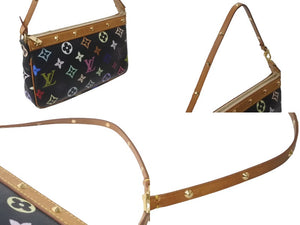 LOUIS VUITTON ルイヴィトン 村上隆 M92648 ポシェット アクセソワール モノグラムマルチ ブラック 良品 中古 64027
