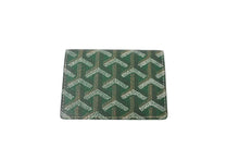 Load image into Gallery viewer, 極美品 GOYARD ゴヤール カードケース パスポートケース 名刺入れ ヘリンボーン グリーン イエロー PVC 中古 64029