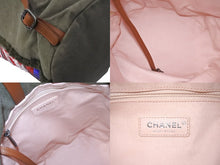 Load image into Gallery viewer, 極美品 CHANEL シャネル クルーズライン バックパック 23番台 キューバ カーキ レッド ブルー スパンコール コットン 中古 64031