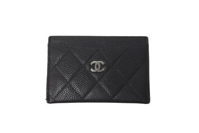 CHANEL シャネル キャビアスキン カードケース ココマーク 14番台 ブラック シルバー金具 美品 中古 64033
