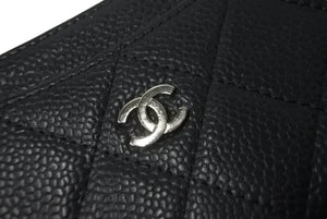 CHANEL シャネル キャビアスキン カードケース ココマーク 14番台 ブラック シルバー金具 美品 中古 64033