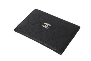 CHANEL シャネル キャビアスキン カードケース ココマーク 14番台 ブラック シルバー金具 美品 中古 64033