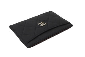CHANEL シャネル キャビアスキン カードケース ココマーク 14番台 ブラック シルバー金具 美品 中古 64033