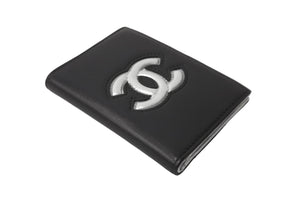 CHANEL シャネル ココマーク パスケース 22番台 二つ折り レザー ブラック シルバー 美品 中古 64034