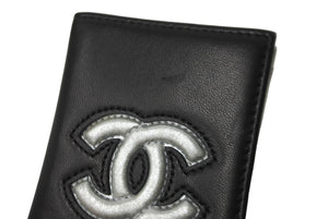 CHANEL シャネル ココマーク パスケース 22番台 二つ折り レザー ブラック シルバー 美品 中古 64034