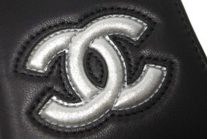 CHANEL シャネル ココマーク パスケース 22番台 二つ折り レザー ブラック シルバー 美品 中古 64034