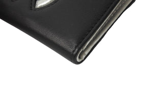 CHANEL シャネル ココマーク パスケース 22番台 二つ折り レザー ブラック シルバー 美品 中古 64034