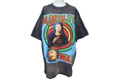 未使用 SAINT MICHAEL セントマイケル 2024 S/S TEE ON EARTH 半袖Tシャツ SM-YS8-0000-002 コットン ブラック サイズL 64040 