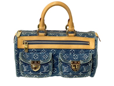 極美品 LOUIS VUITTON ルイヴィトン ハンドバッグ ネオスピーディ M95019 モノグラムデニム ゴールド金具 中古 64042