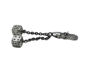 CHROME HEARTS クロムハーツ DICE DBL ダブルダイスシルバーキーチェーン キーホルダー シルバー925 美品 中古 64045
