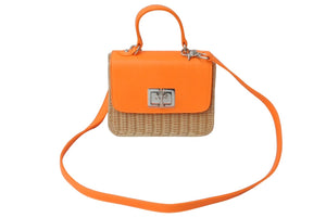 極美品 CHROME HEARTS クロムハーツ GROW UP 2WAY BAG スモール ハンドバッグ CHクロスクロージャ― オレンジ シルバー925 中古 64047