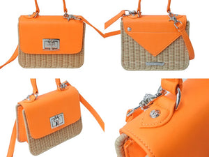 極美品 CHROME HEARTS クロムハーツ GROW UP 2WAY BAG スモール ハンドバッグ CHクロスクロージャ― オレンジ シルバー925 中古 64047