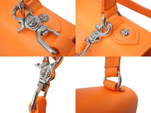 極美品 CHROME HEARTS クロムハーツ GROW UP 2WAY BAG スモール ハンドバッグ CHクロスクロージャ― オレンジ シルバー925 中古 64047