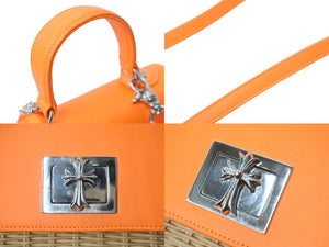 極美品 CHROME HEARTS クロムハーツ GROW UP 2WAY BAG スモール ハンドバッグ CHクロスクロージャ― オレンジ シルバー925 中古 64047