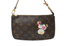 Load image into Gallery viewer, LOUIS VUITTON ルイヴィトン ハンドバッグ ポシェット アクセソワール 村上隆 M51981 パンダ モノグラム ゴールド金具 美品 中古 64054