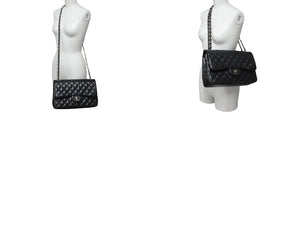 極美品 CHANEL シャネル チェーンショルダーバッグ マトラッセ30 Wフラップラップ ブラックシルバー 19番台 中古 64059
