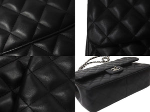 極美品 CHANEL シャネル チェーンショルダーバッグ マトラッセ30 Wフラップラップ ブラックシルバー 19番台 中古 64059