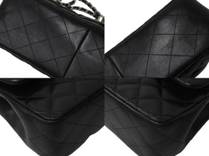 極美品 CHANEL シャネル チェーンショルダーバッグ マトラッセ30 Wフラップラップ ブラックシルバー 19番台 中古 64059