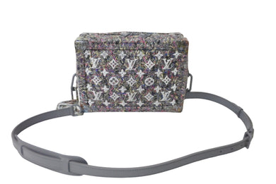 新品同様 LOUIS VUITTON ルイヴィトン ヴァージル リサイクル ツイード ソフトトランク ショルダーバッグ グレー M58741 中古 64060