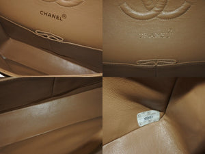 CHANEL シャネル マトラッセ 25cm Wフラップ チェーンショルダーバッグ 4番台 ラムスキン ベージュ ゴールド金具 美品 中古 4c063447