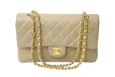 CHANEL シャネル マトラッセ 25cm Wフラップ チェーンショルダーバッグ 4番台 ラムスキン ベージュ ゴールド金具 美品 中古 64062