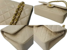Load image into Gallery viewer, CHANEL シャネル マトラッセ 25cm Wフラップ チェーンショルダーバッグ 3番台 ラムスキン ベージュ ゴールド金具 美品 中古 64064
