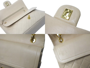 CHANEL シャネル マトラッセ 25cm Wフラップ チェーンショルダーバッグ 3番台 ラムスキン ベージュ ゴールド金具 美品 中古 64064