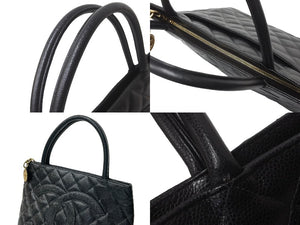 極美品 CHANEL シャネル ハンドバッグ 復刻トート キャビアスキン マトラッセ ココマーク 9番台 ゴールド金具 中古 64073