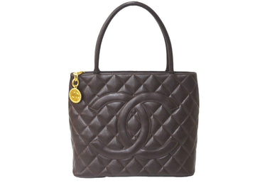 極美品 CHANEL シャネル ハンドバッグ 復刻トート キャビアスキン マトラッセ ココマーク 5番台 ブラウン ゴールド金具 中古 64075