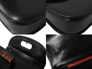 GUCCI グッチ バンブー ハンドバック オールドグッチ レザー ブラック ブラウン ヴィンテージ ゴールド金具 美品 中古 64078 