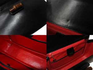 GUCCI グッチ バンブー ハンドバック オールドグッチ レザー ブラック ブラウン ヴィンテージ ゴールド金具 美品 中古 64078 