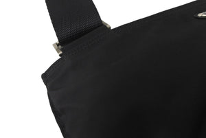 PRADA プラダ ナイロンショルダーバッグ ブラック トライアングルロゴ レザー 黒鞄 斜め掛け シルバー金具 美品 中古 64081 