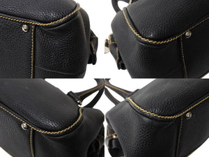 CHANEL シャネル ミニボストンバッグ ハンドバッグ 8番台 2003年 タッセル付き ロゴエンボスデザイン ブラック 美品 中古 64086