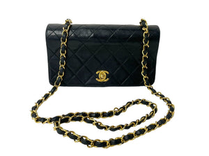 CHANEL シャネル ミニマトラッセ チェーンショルダーバッグ 1番台 ブラック ゴールド金具 良品 中古 64089