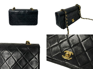 CHANEL シャネル ミニマトラッセ チェーンショルダーバッグ 1番台 ブラック ゴールド金具 良品 中古 64089