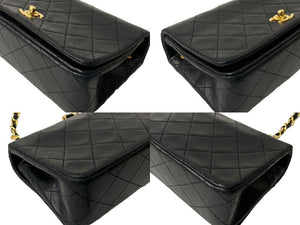 CHANEL シャネル ミニマトラッセ チェーンショルダーバッグ 1番台 ブラック ゴールド金具 良品 中古 64089