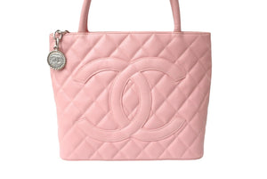 極美品 CHANEL シャネル 復刻トート 8番台 ハンドバッグ ココマーク キャビアスキン ピンク ゴールド金具 中古 64090