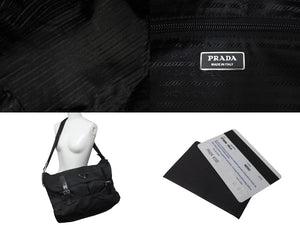 PRADA プラダ メッセンジャーバッグ ショルダーバック BT0696 ナイロン ブラック NERO シルバー金具 美品 中古 64094 