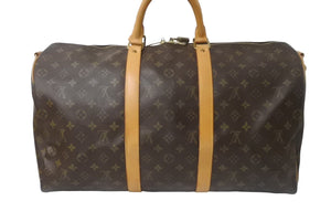 LOUIS VUITTON ルイヴィトン キーポルバンドリエール 50 ボストンバッグ M41416 モノグラム ブラウン PVC レザー 美品 中古 64095