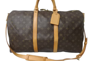 LOUIS VUITTON ルイヴィトン キーポルバンドリエール 50 ボストンバッグ M41416 モノグラム ブラウン PVC レザー 美品 中古 64095