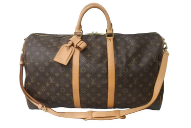 LOUIS VUITTON ルイヴィトン キーポルバンドリエール55 ボストンバッグ M41414 モノグラム PVC レザー ブラウン 美品 中古 64099