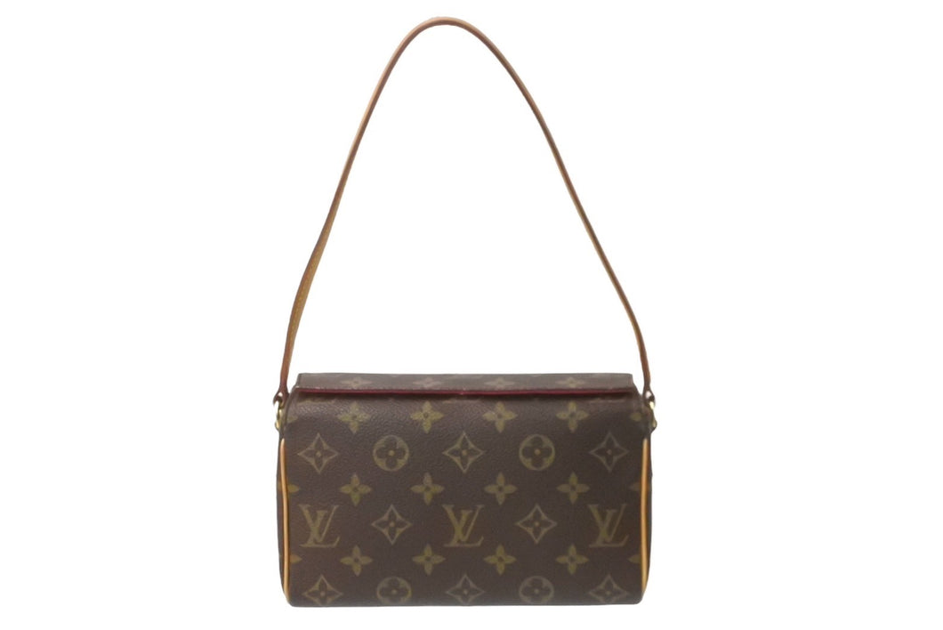 LOUIS VUITTON ルイヴィトン レシタル ハンドバッグ モノグラム M51900 ブラウン PVC レザー 美品 中古 64100