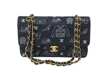 Load image into Gallery viewer, CHANEL シャネル マトラッセ25 Wフラップ チェーンショルダーバッグ 7番台 アイコンプリント ラムスキン ネイビー 美品 中古 64105