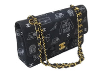 Load image into Gallery viewer, CHANEL シャネル マトラッセ25 Wフラップ チェーンショルダーバッグ 7番台 アイコンプリント ラムスキン ネイビー 美品 中古 64105