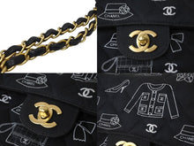 Load image into Gallery viewer, CHANEL シャネル マトラッセ25 Wフラップ チェーンショルダーバッグ 7番台 アイコンプリント ラムスキン ネイビー 美品 中古 64105