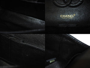 CHANEL シャネル マトラッセ25 Wフラップ チェーンショルダーバッグ 7番台 アイコンプリント ラムスキン ネイビー 美品 中古 64105