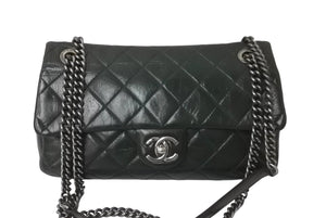 CHANEL シャネル チェーンショルダーバッグ ココマーク 19番台 2014年 カーフスキン グリーン シルバー金具 美品 中古 64106