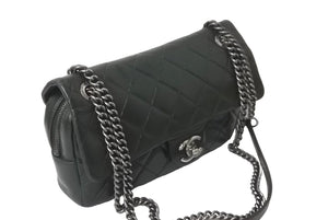 CHANEL シャネル チェーンショルダーバッグ ココマーク 19番台 2014年 カーフスキン グリーン シルバー金具 美品 中古 64106